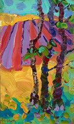 Three Trees Provence by Jeffrey Pratt - Original Painting on Board sized 8x13 inches. Available from Whitewall Galleries
